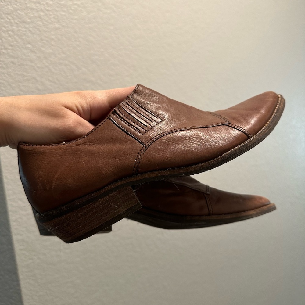 Vintage Cowboy Booties Ankle Boots Brown Leather